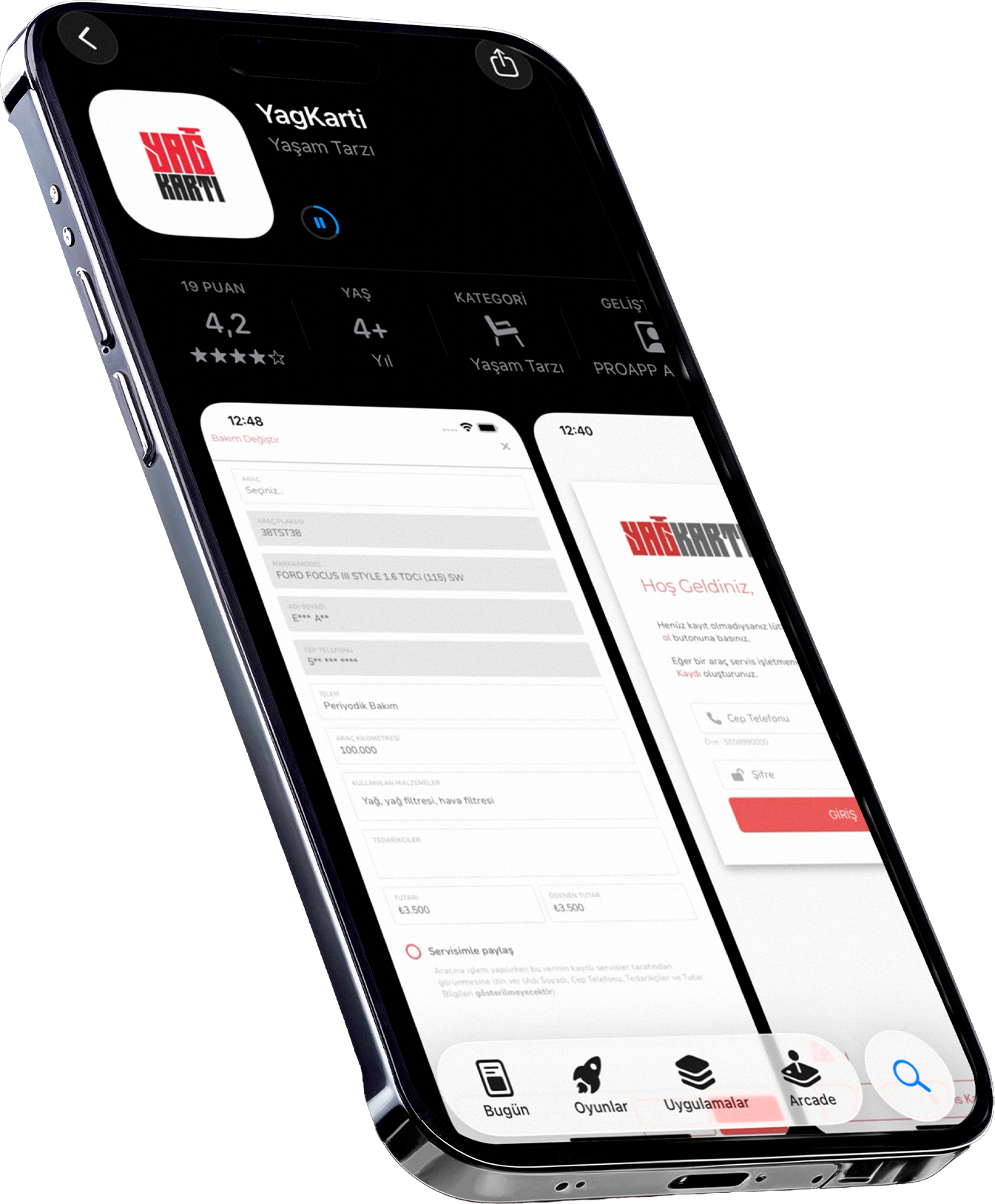 Yağkartı uygulama ekranı